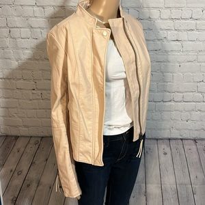 NWOT Free People Pale Pink Faux Leather Jacket SZ 4
